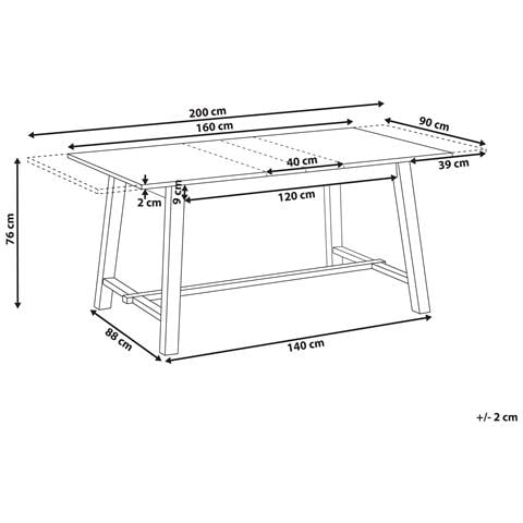 Tavolo Da Pranzo Estensibile Barnes Frassino Chiaro 160/200 Cm 90 Cm - Foto 6