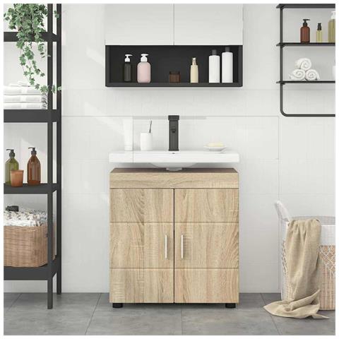 Mobile per lavabo da bagno TULUM rovere sonoma 60 x 34 x 63 cm - Foto 2