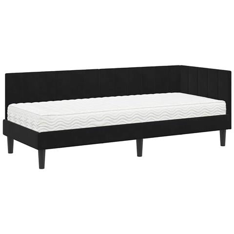 Cornice del letto ad angolo Nero 80 x 200 cm Velluto - Foto 1
