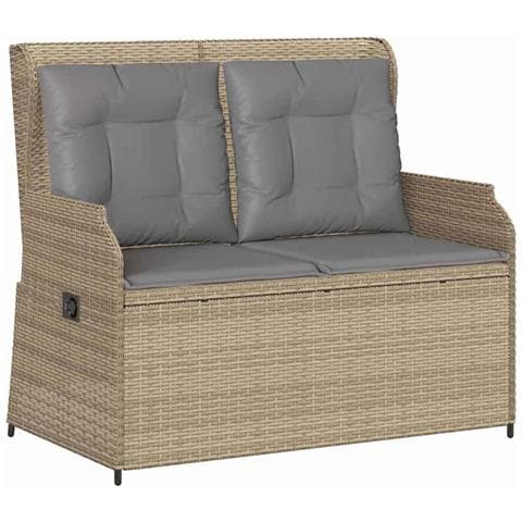 Panchina da giardino con cuscino Beige Poly Rattan - Foto 1