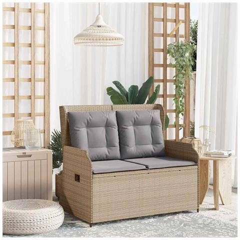 Panchina da giardino con cuscino Beige Poly Rattan - Foto 2