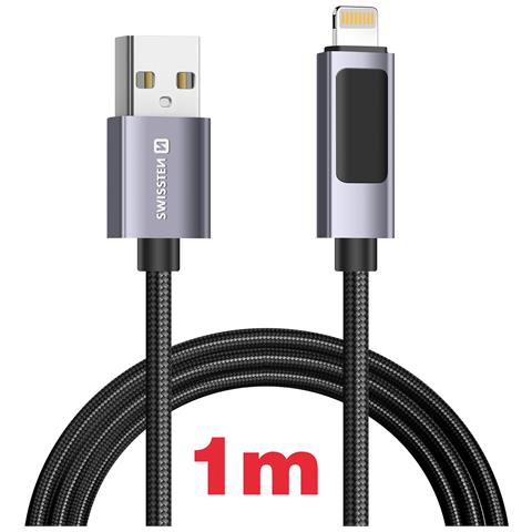 Cavo 2.4a Ricarica E Sincronizzazione Usb A Lightning 12w 1m Con Schermo Led, Nero - Foto 2