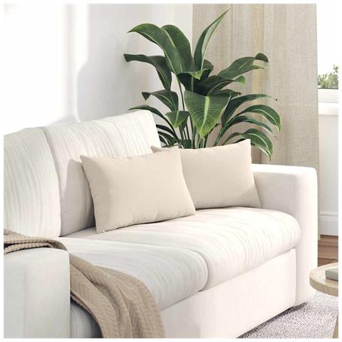 Cuscini da Divano 2 pcs Beige 50 x 30 cm Tessuto - Foto 2