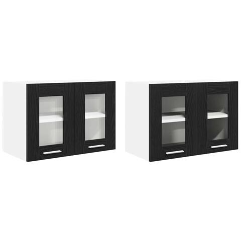 Armadio pensile Riga 2 pcs Rovere Nero 60 x 31 x 40 cm - Foto 1