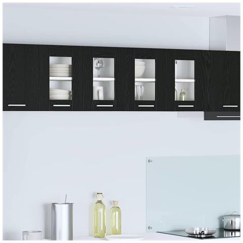 Armadio pensile Riga 2 pcs Rovere Nero 60 x 31 x 40 cm - Foto 2