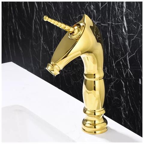 Rubinetto per lavabo da bagno, Blackswan, tipo M275 Unicorn, modello medio oro, misura 27,2 cm - Foto 2
