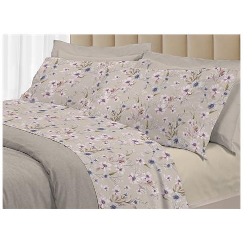 Completo Lenzuola Matrimoniale 100% Raso Cotone Floreale Dis. Artemisia - Foto 1