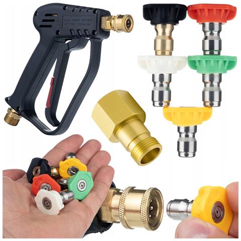 Set Di Ugelli E Pistola Per Idropulitrice - Compatibile Con Kärcher Hd /hds | 5 Ugelli, Pressione Max 250 Bar, Adattatore Easy!lock M22 - Foto 1