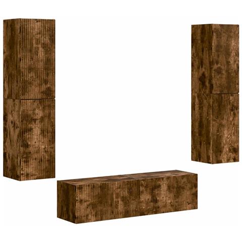 Set mobile TV 6 pcs Rovere fumé Legno multistrato - Foto 1