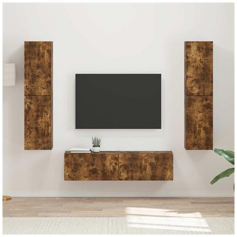 Set mobile TV 6 pcs Rovere fumé Legno multistrato - Foto 2