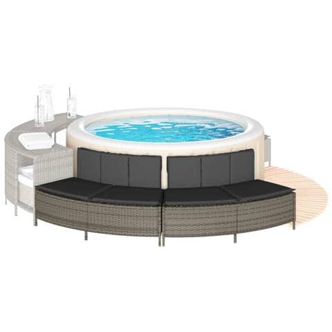 Panche Vasca Idromassaggio con Cuscini 2pz in Polyrattan Grigio - Foto 2