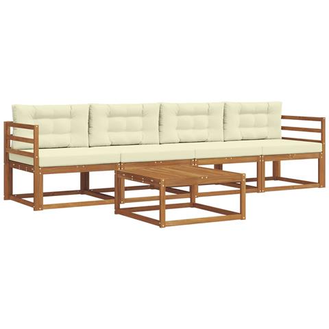 Set di divani da esterno con cuscino 5 pcs Naturale e Crema - Foto 1