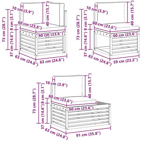 Set di divani da esterno Bianco 213,5 x 154,5 x 73 cm - Foto 9