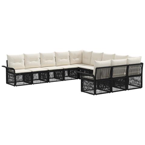 Set Divano da Giardino 11 pcs Nero polyrattan - Foto 1