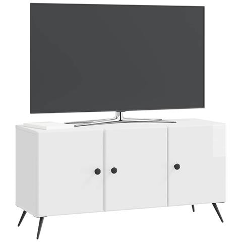 Mobile TV Bianco Lucido 99 x 34,5 x 50 cm Legno ingegnerizzato - Foto 2
