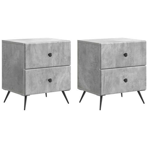 Armadio da Notte 2 pcs Grigio Cemento 43 x 34,5 x 47,5 cm - Foto 1