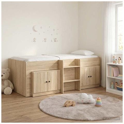 Struttura Letto Loft con Armadietto 3 pz Rovere Sonoma - Foto 2