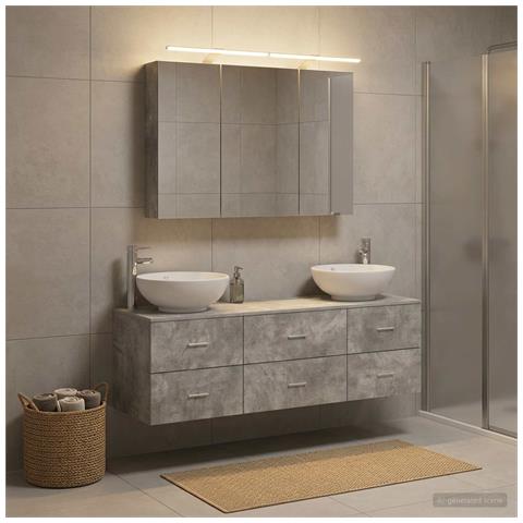 Set di mobili per il bagno 4 pcs Grigio Cemento - Foto 2