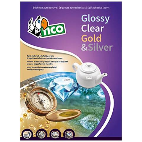 etichetta adesiva sl4 ovale argento satinata 100fg a4 44x16mm (60et / fg) tico - Foto 1