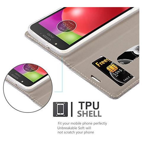 Cadorabo Custodia Compatibile Con Motorola Moto E4 In Grigio Chiaro Marrone - Coperchio Protettiva Con Chiusura Magnetica, Funzione Stand E Tasca Per Le Carte - Foto 2