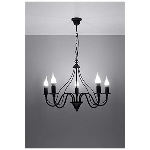 Minerwa 5 - Lampadario In Acciaio, Colore: Nero - Foto 2