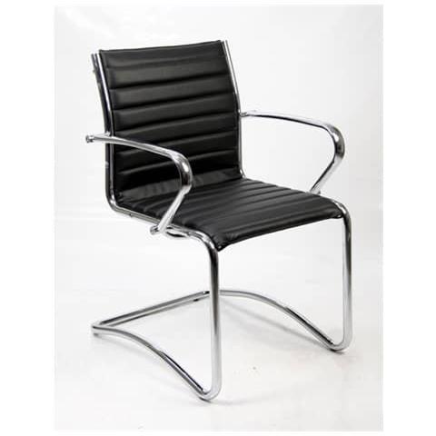 Sedia Visitatore Direzionale Su Slitta Pollux New Pnv - Rivestimento Pelle Bianco - Pnv / pq - Foto 1