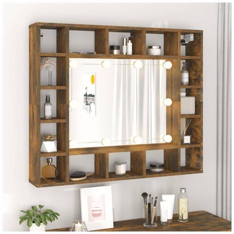 Mobile A Specchio Con Led Rovere Fumo 91x15x76,5 Cm - Foto 2