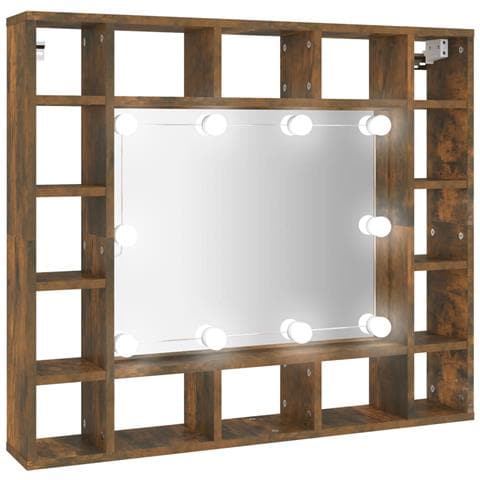 Mobile A Specchio Con Led Rovere Fumo 91x15x76,5 Cm - Foto 1