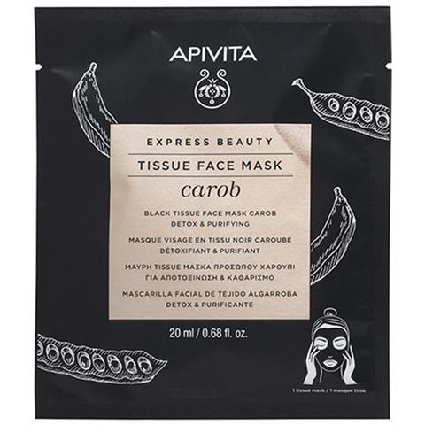 Maschera Viso In Tessuto Nero Detox & Purificante Alla Carruba 20ml Express Beauty - Foto 1