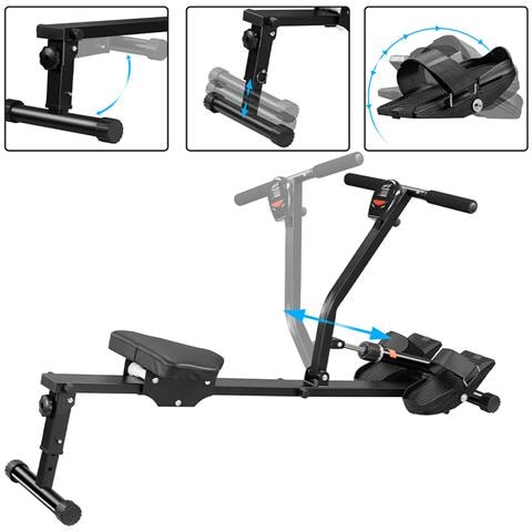 Vogatore Pieghevole Per Casa Con 12 Livelli Resistenza Display Lcd Portata 120kg - Foto 5