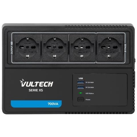 UPS700VA-XS - Gruppo di continuità 700VA 4x Bipasso /Schuko + 2x USB - Foto 2