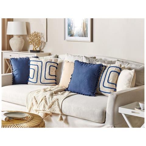 Cuscino Decorativo Pleione Cotone 45 X 45 Cm Astratto Blu Marino - Foto 1