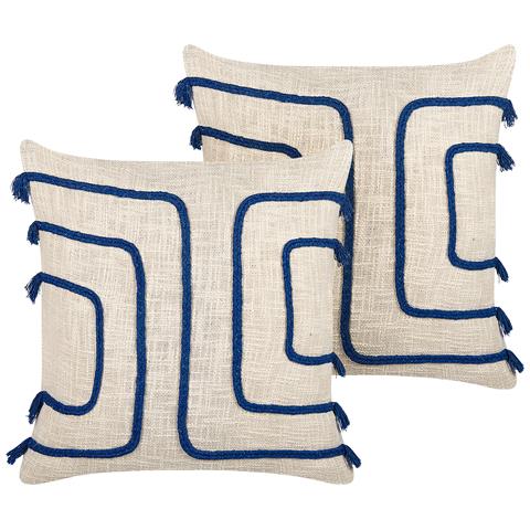 Cuscino Decorativo Pleione Cotone 45 X 45 Cm Astratto Blu Marino - Foto 7