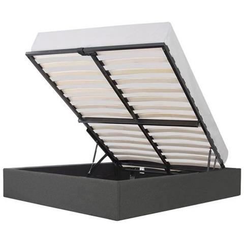 Letto Contenitore Per Adulti - Tessuto Grigio Scuro - Rete Inclusa - 140 X 190 Cm - Foto 1