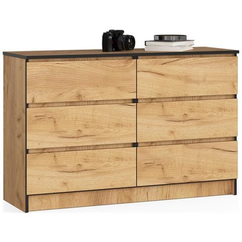 Cassettiera K120, 6 cassetti, 120x40x77 cm, Colore Quercia Craft - Foto 1