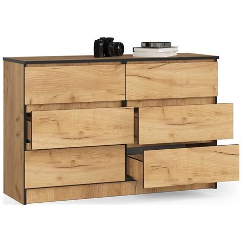 Cassettiera K120, 6 cassetti, 120x40x77 cm, Colore Quercia Craft - Foto 2