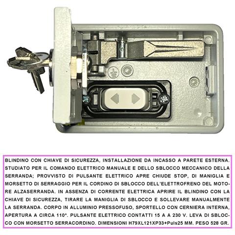 Sblocco Elettrofreno Blindino In Alluminio Da Incasso Con 2 Chiavi Pulsante Elettrico Apre Chiude 15a 230 V Leva Di Em - Foto 2