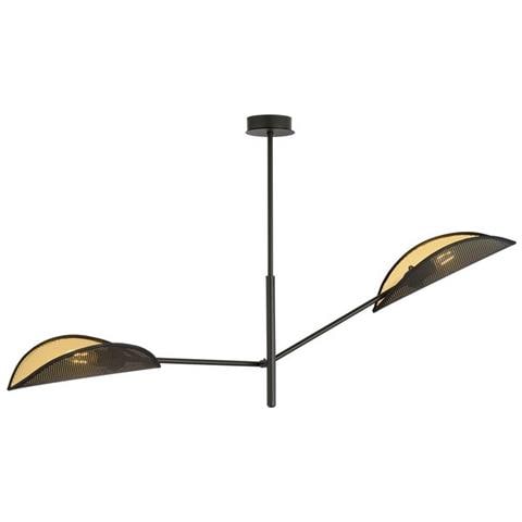 Lampada A Soffitto Vene - Nero, Oro - Acciaio Verniciato A Polvere, Tessuto - 102x51x11 Cm - Foto 1