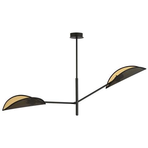 Lampada A Soffitto Vene - Nero, Oro - Acciaio Verniciato A Polvere, Tessuto - 102x51x11 Cm - Foto 2