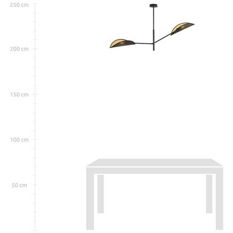 Lampada A Soffitto Vene - Nero, Oro - Acciaio Verniciato A Polvere, Tessuto - 102x51x11 Cm - Foto 7