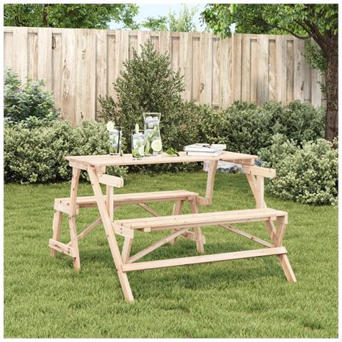 Tavolo Da Picnic Con Panche In Legno Abete 2-in-1 Convertibile - Foto 3