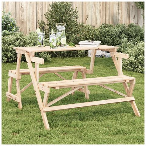 Tavolo Da Picnic Con Panche In Legno Abete 2-in-1 Convertibile - Foto 1