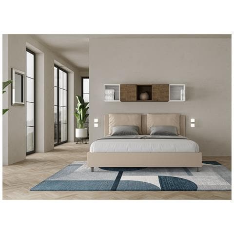Letto Contenitore Imbottito 200x200  Similpelle Tortora Antea - Foto 2