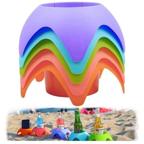 5 Pezzi Portabicchieri Da Spiaggia Per Bevande, Sottobicchieri Di Sabbia - Foto 1
