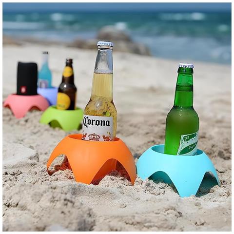 5 Pezzi Portabicchieri Da Spiaggia Per Bevande, Sottobicchieri Di Sabbia - Foto 7