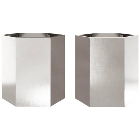 Fioriere da Giardino 2pz Nera Esagono Acciaio inossidabile - Foto 1