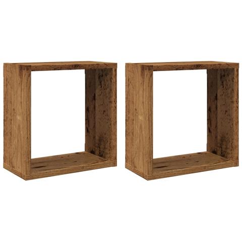 Mensole Parete A Cubo 2 Pz Legno Vecchio 30x15x30 Cm Truciolato - Foto 2
