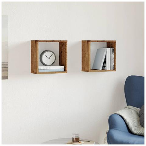 Mensole Parete A Cubo 2 Pz Legno Vecchio 30x15x30 Cm Truciolato - Foto 3