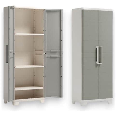 Armadio Tuttopiani In Resina Da Esterno A 2 Ante Effetto Legno Chiudibili Con Lucchetto Linear Wood Keter - Foto 1