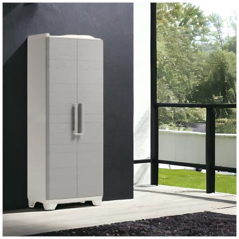 Armadio Tuttopiani In Resina Da Esterno A 2 Ante Effetto Legno Chiudibili Con Lucchetto Linear Wood Keter - Foto 3